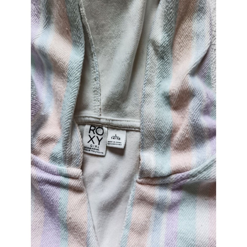 Roxy Girl Striped Hoodie Pastel Baja Pullover Size L 14/16 25RSSHB12X-101-PC - Picture 2 of 8